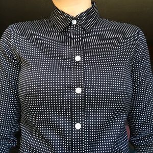 polka dot black and white j crew button down